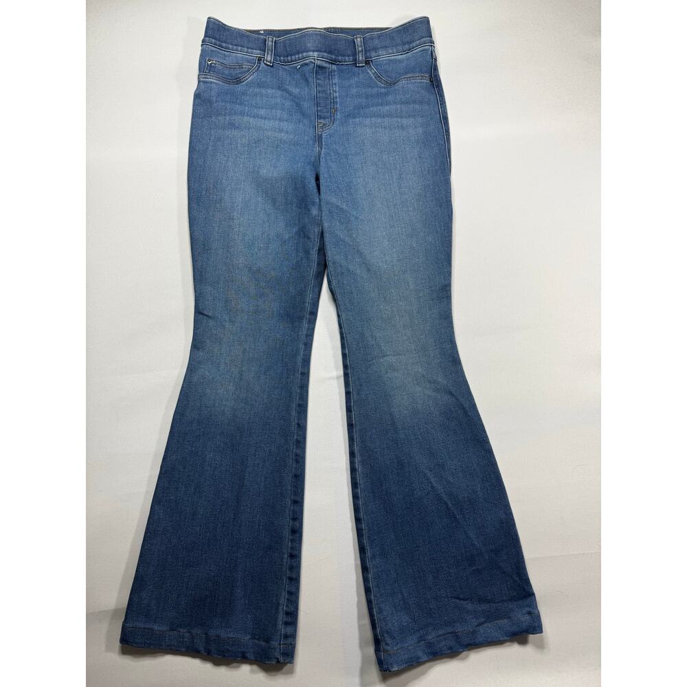 Spanx Women's Pull On Flare Leg Blue Stretch  Jeans - Size L (32x30.5)*